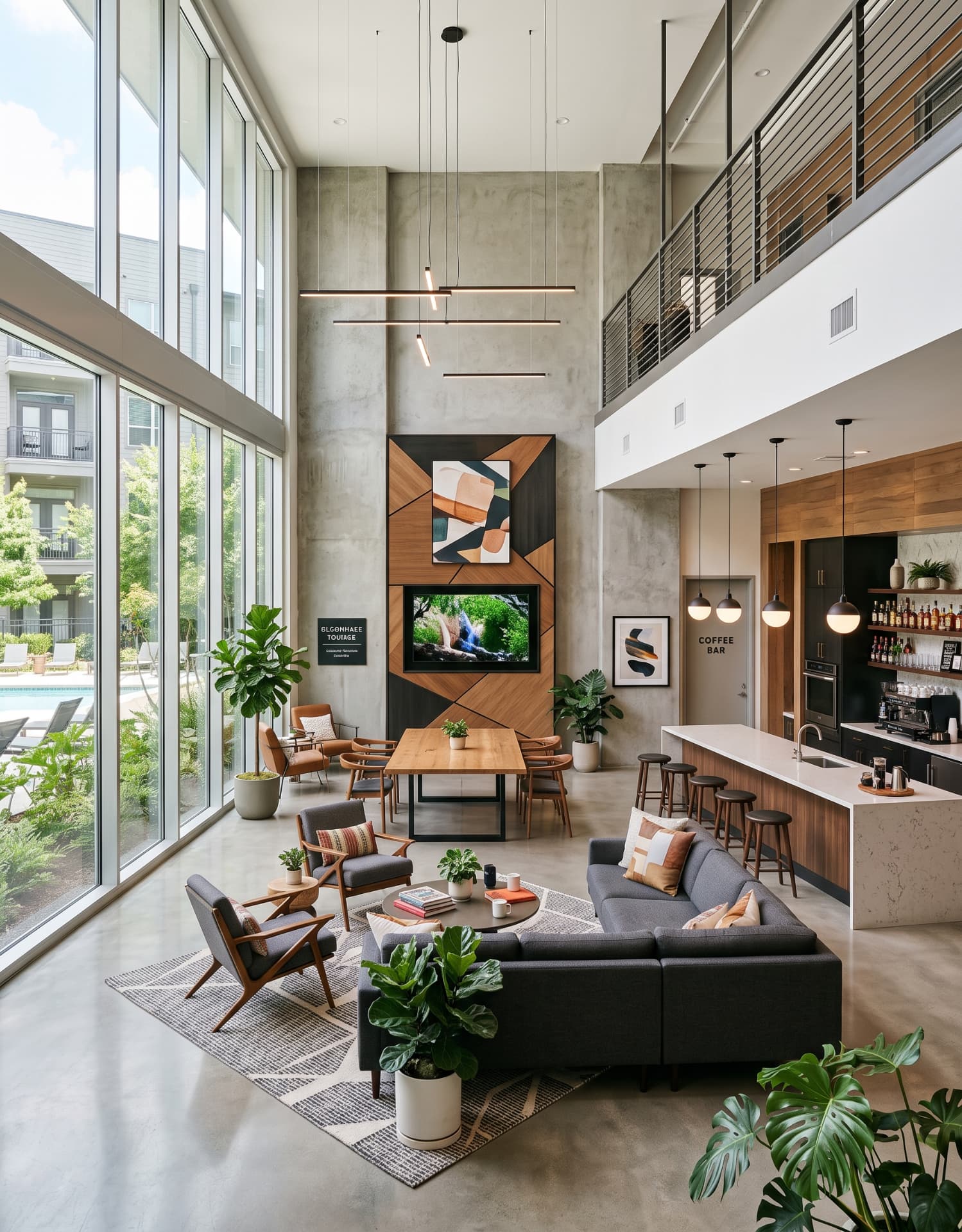 Apartment community lounge captured for a 360° virtual tour