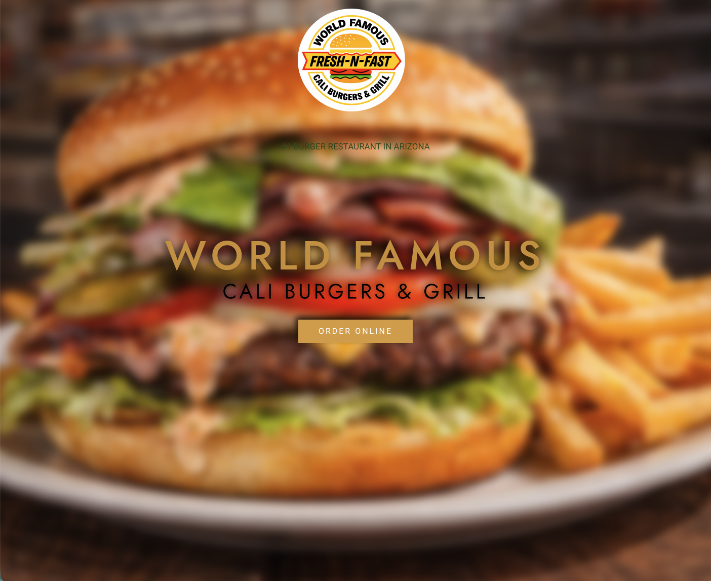 World Famous Cali Burgers & Grill website homepage designed by Smart 360 Solutions